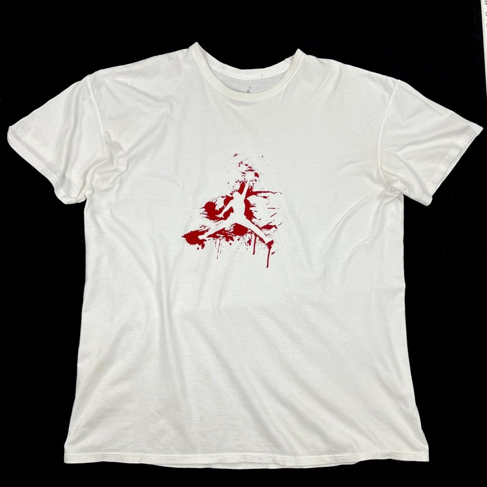 Nike Air Jordan Mens 3XL White Red Paint Splatter Jumpman Logo Graphic T-Shirt